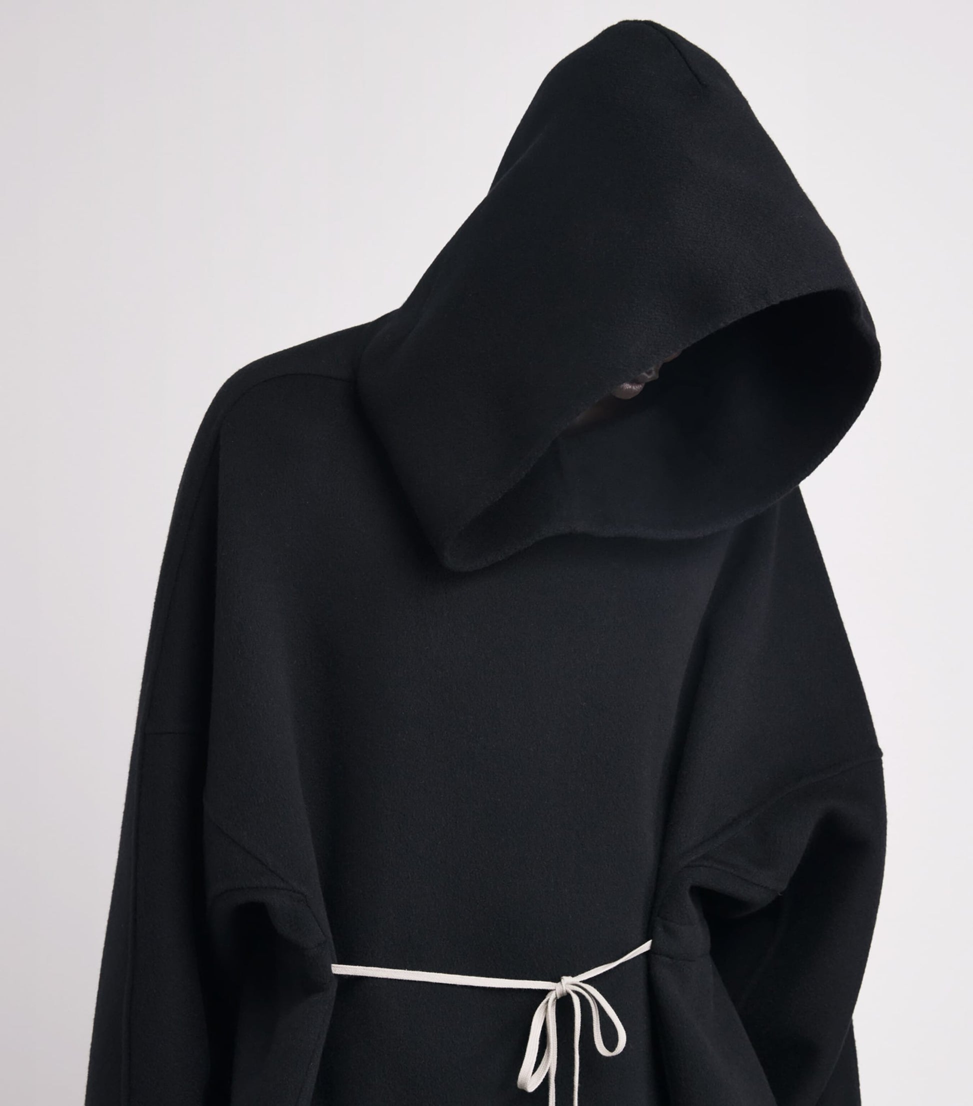 Rick Owens Black Cashmere Double-Faced Tunic Hoodie