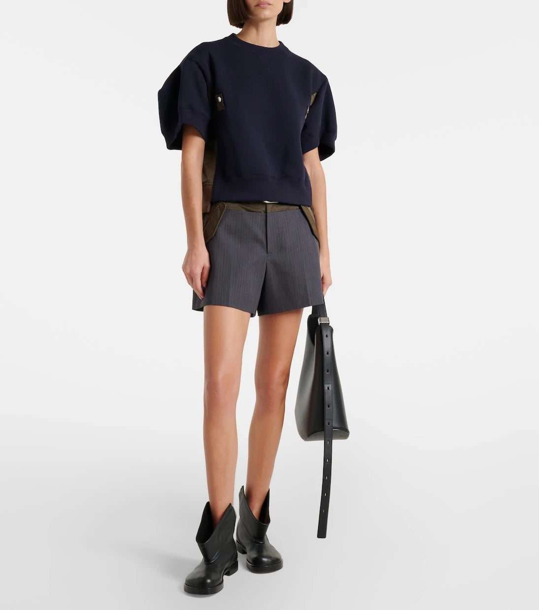 Sacai - سويت شيرت من مزيج القطن والتويل