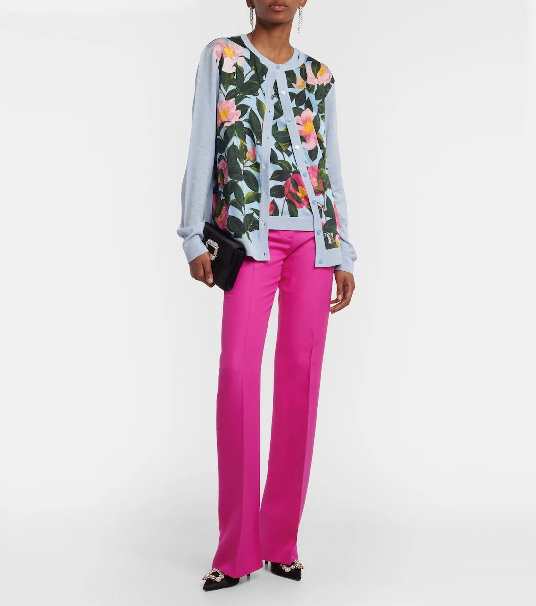 Oscar de la Renta - Printed silk-trimmed cardigan