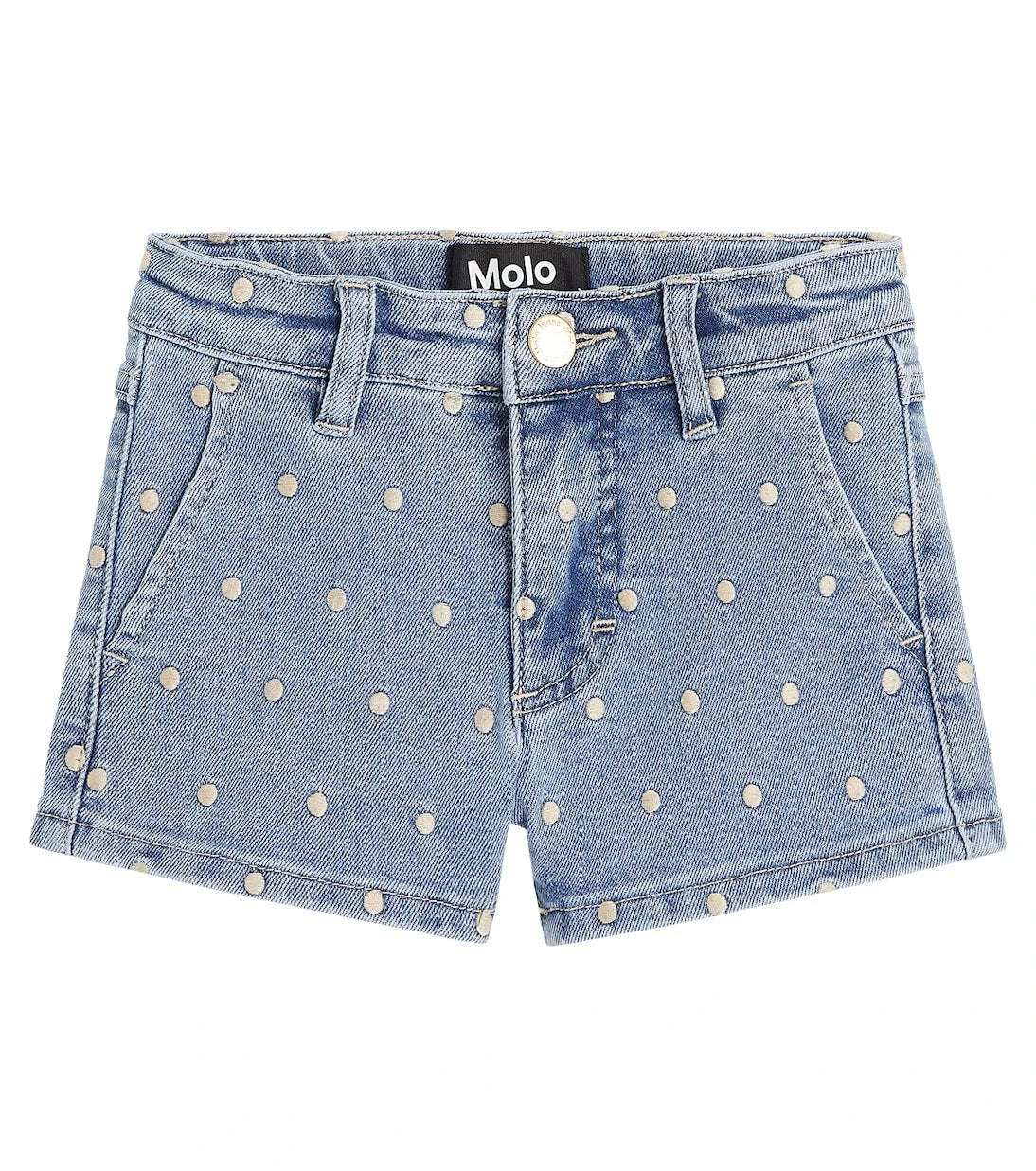 Molo - Alvira polka-dot embroidered denim shorts