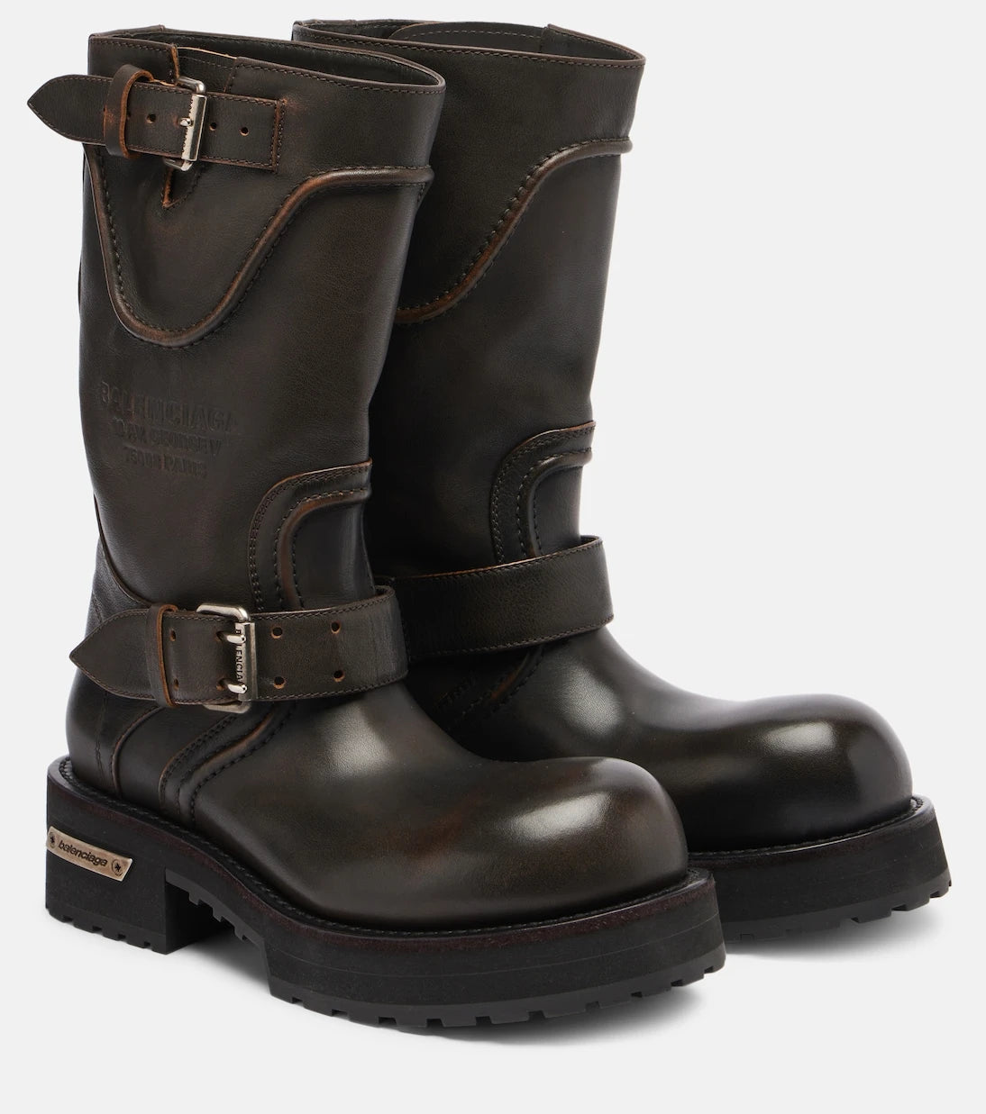 Balenciaga - Venom debossed leather boots