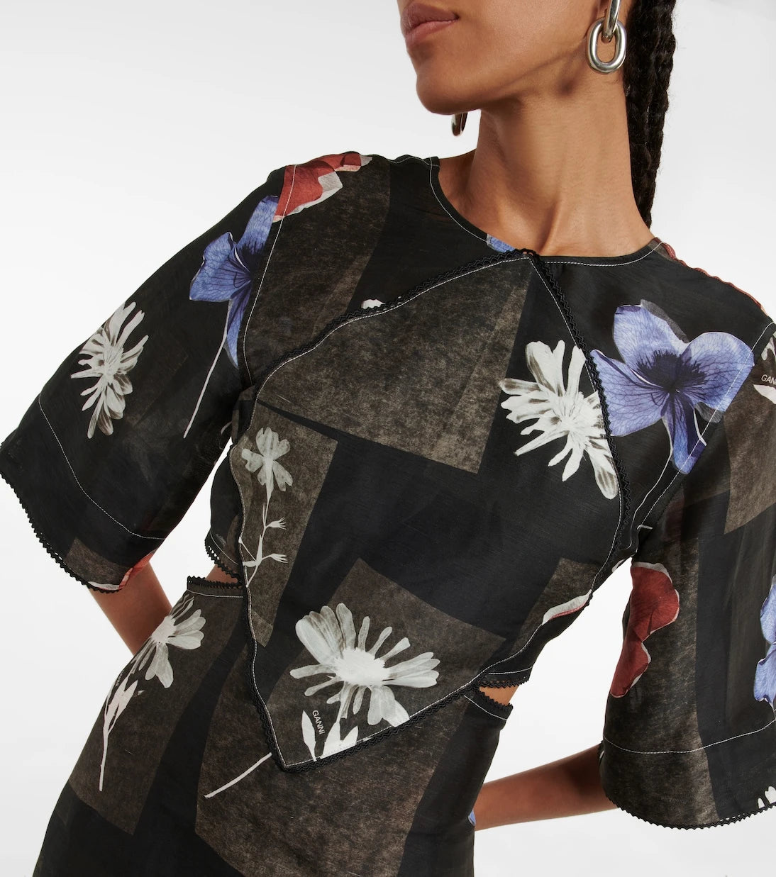 Ganni - Floral linen and silk maxi dress