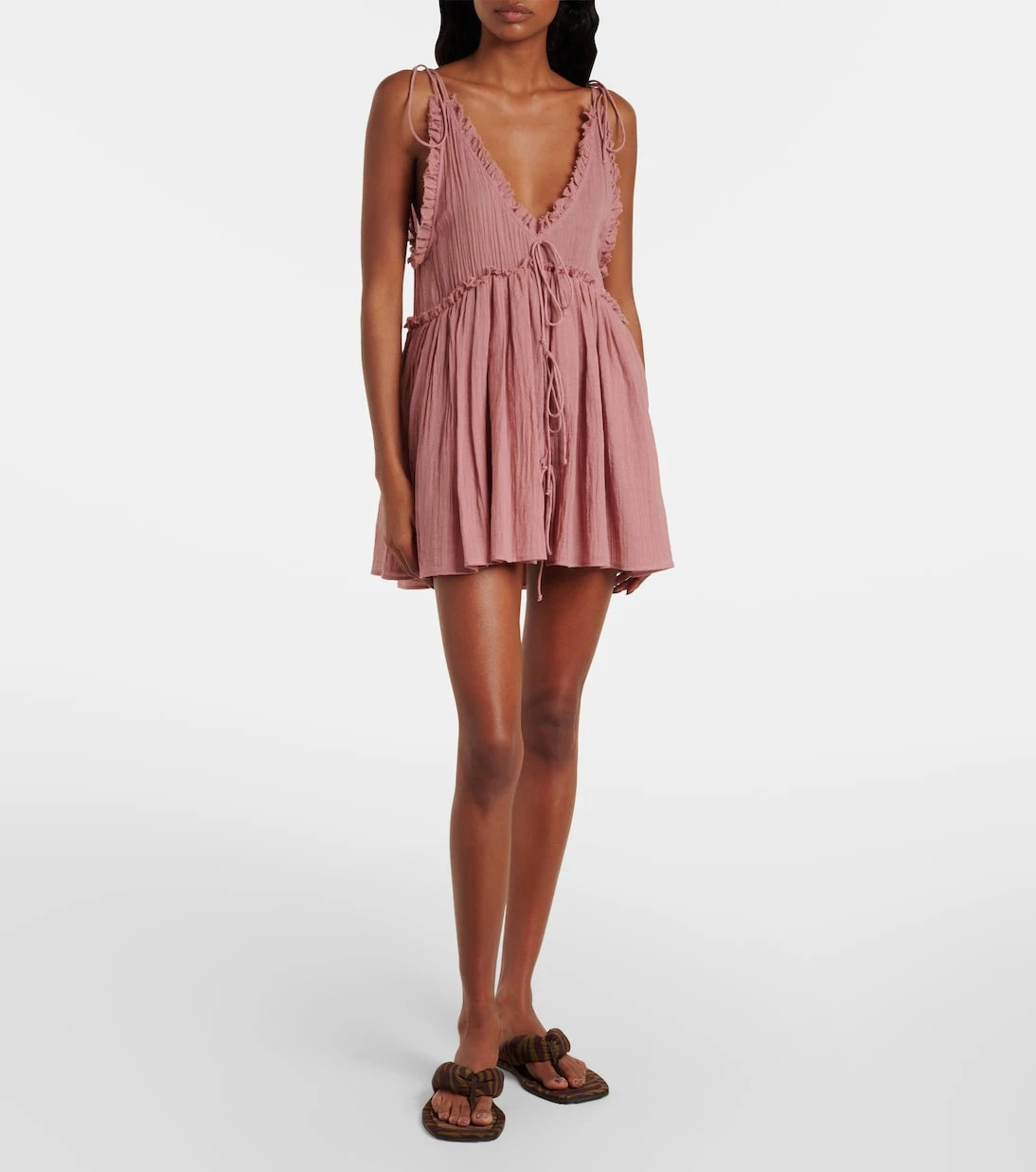 The Attico - Ruffled cotton gauze minidress