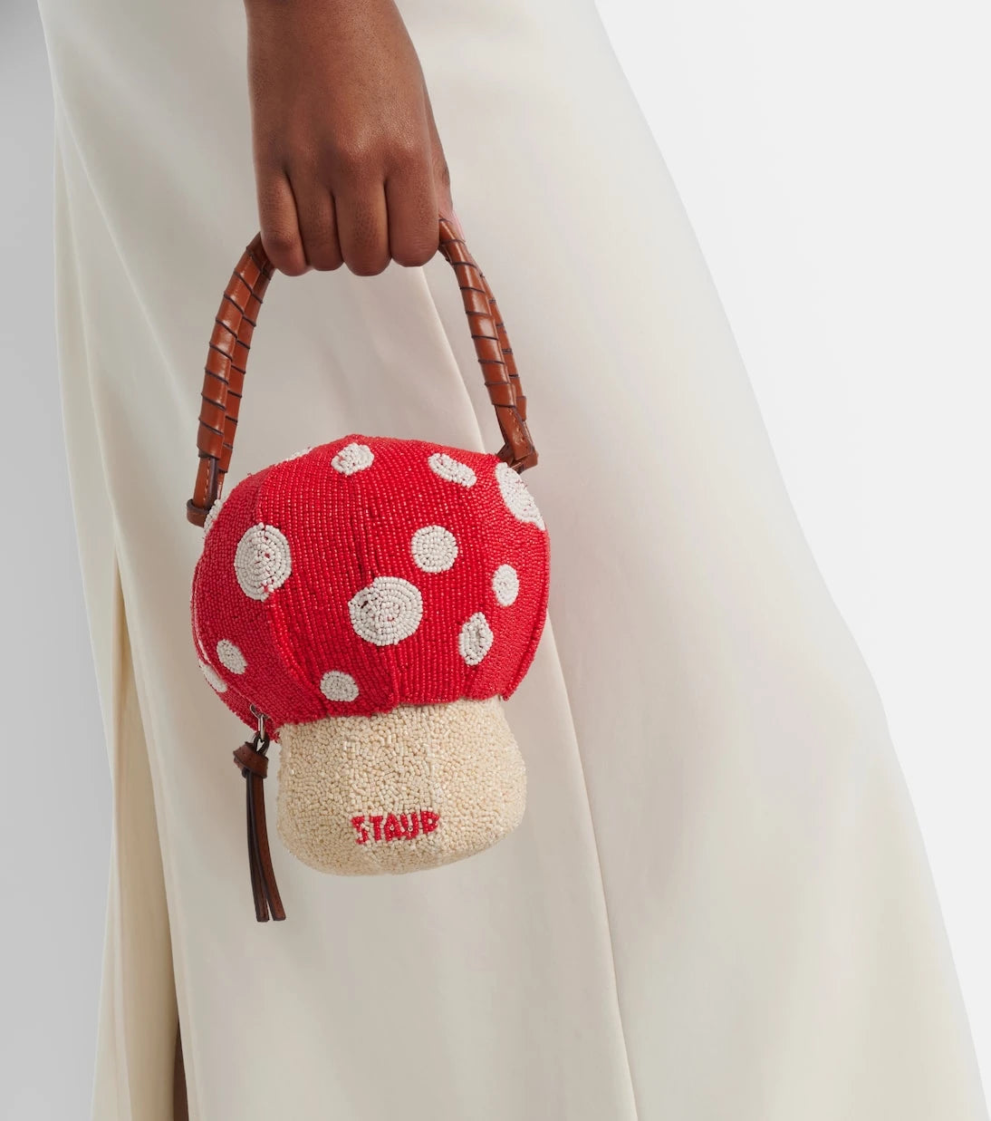 Staud - Shroom Mini beaded top-handle bag