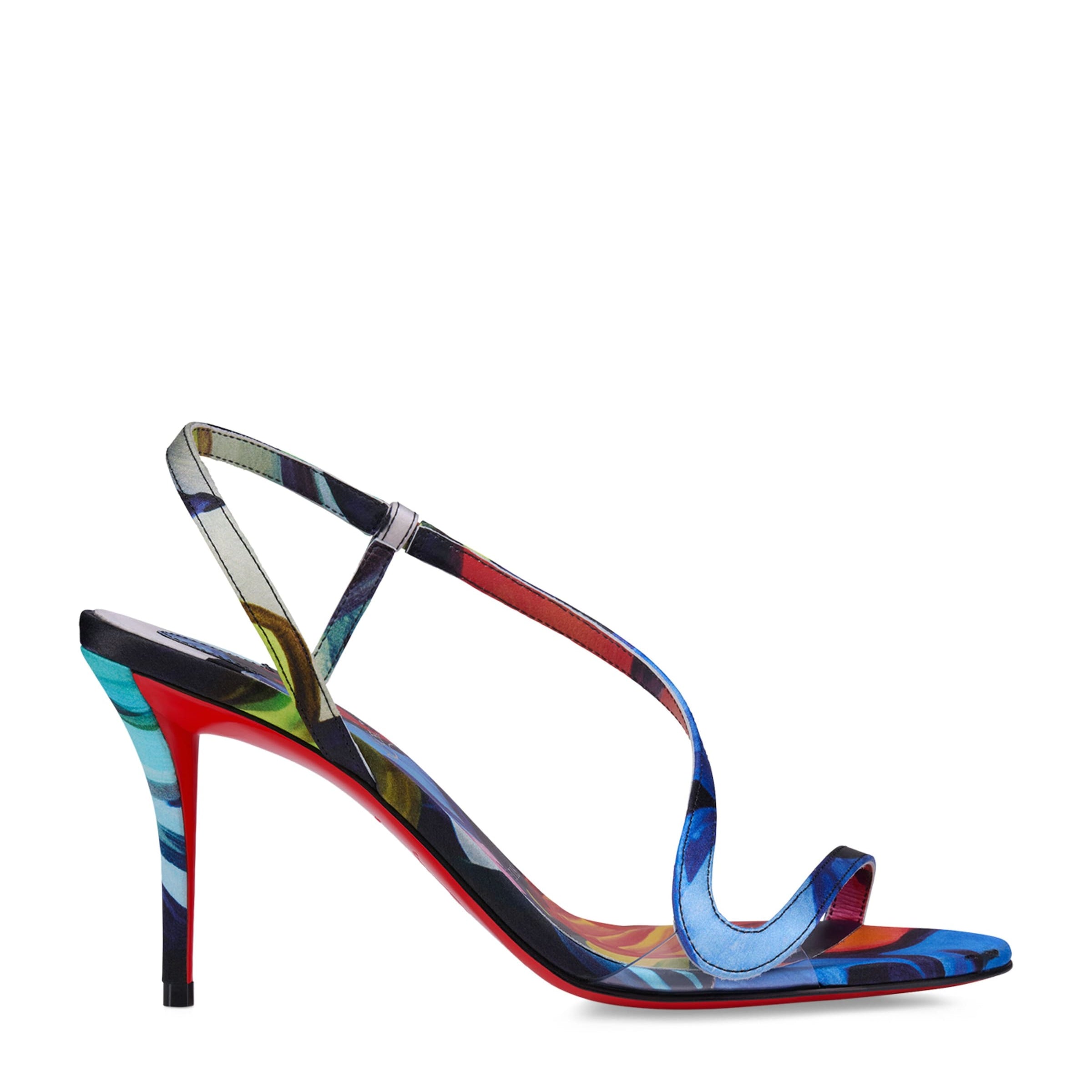 Christian Louboutin Multi Rosa Z Silk Floral Heeled Sandals 80