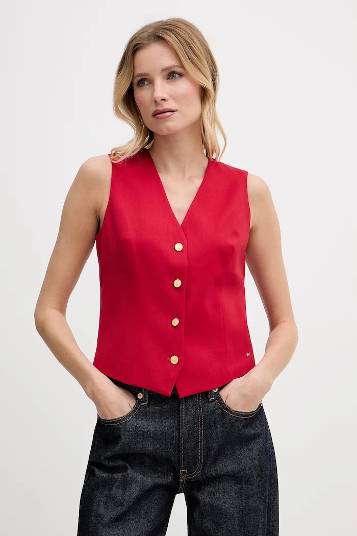 Tommy Hilfiger tek düğmeli yelek kadın yün katkılı