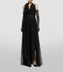 Multi Silk Rose Halterneck Gown