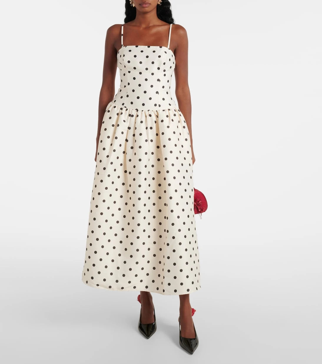 Self-Portrait - Polka-dot taffetta corset dress