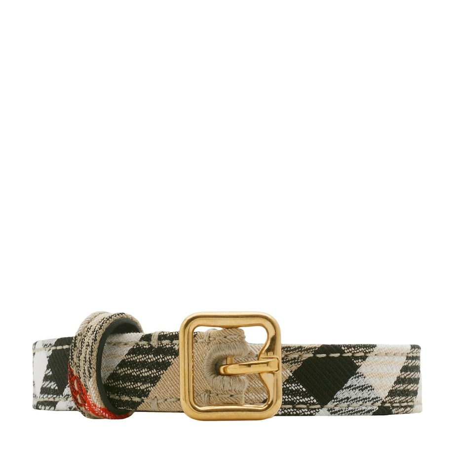 Beige Thin Check B Buckle Belt