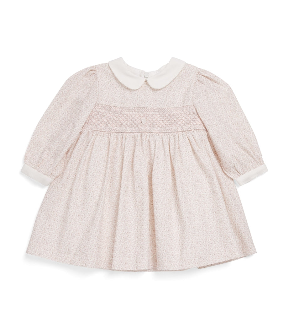 Patachou Pink Leaf Print Shirred Dress (6 Months-4 Years)