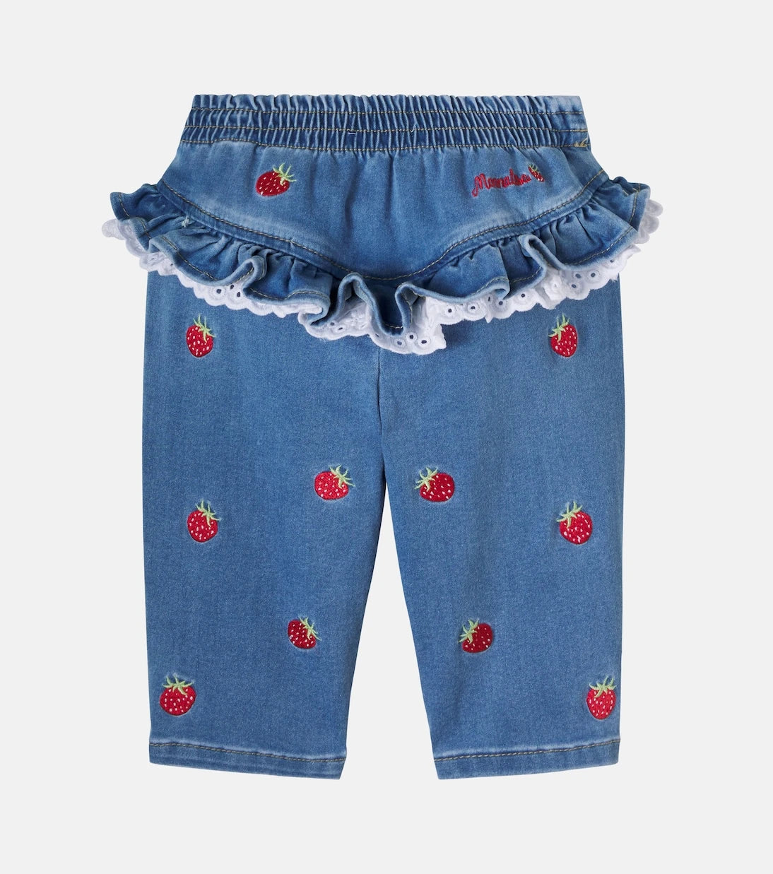Monnalisa - x Disney® baby embroidered ruffled jeans