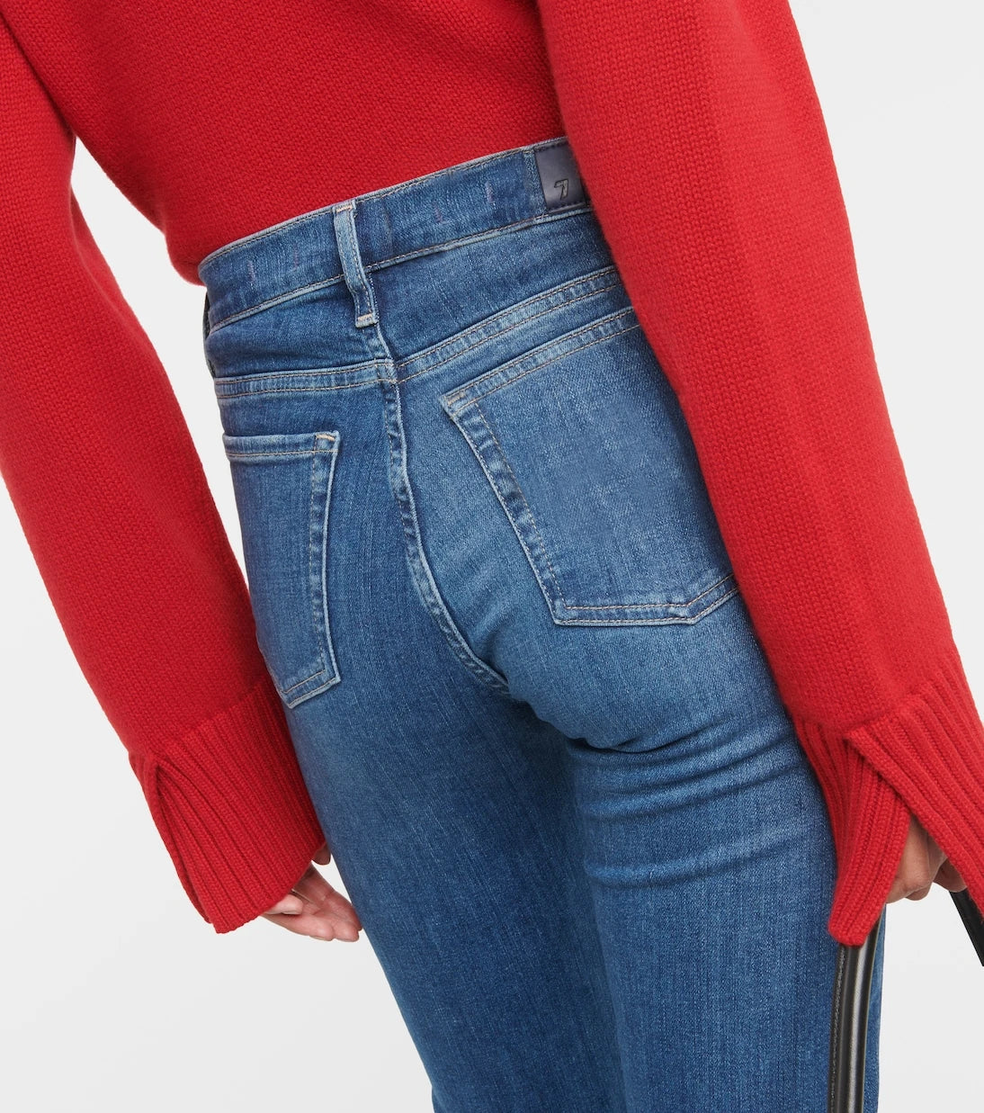 7 For All Mankind - بنطلون جينز Ali بقصة بوت كت وخصر مرتفع