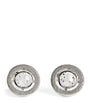 Rhodium-Plated Cubic Zirconia Halo Round Cufflinks