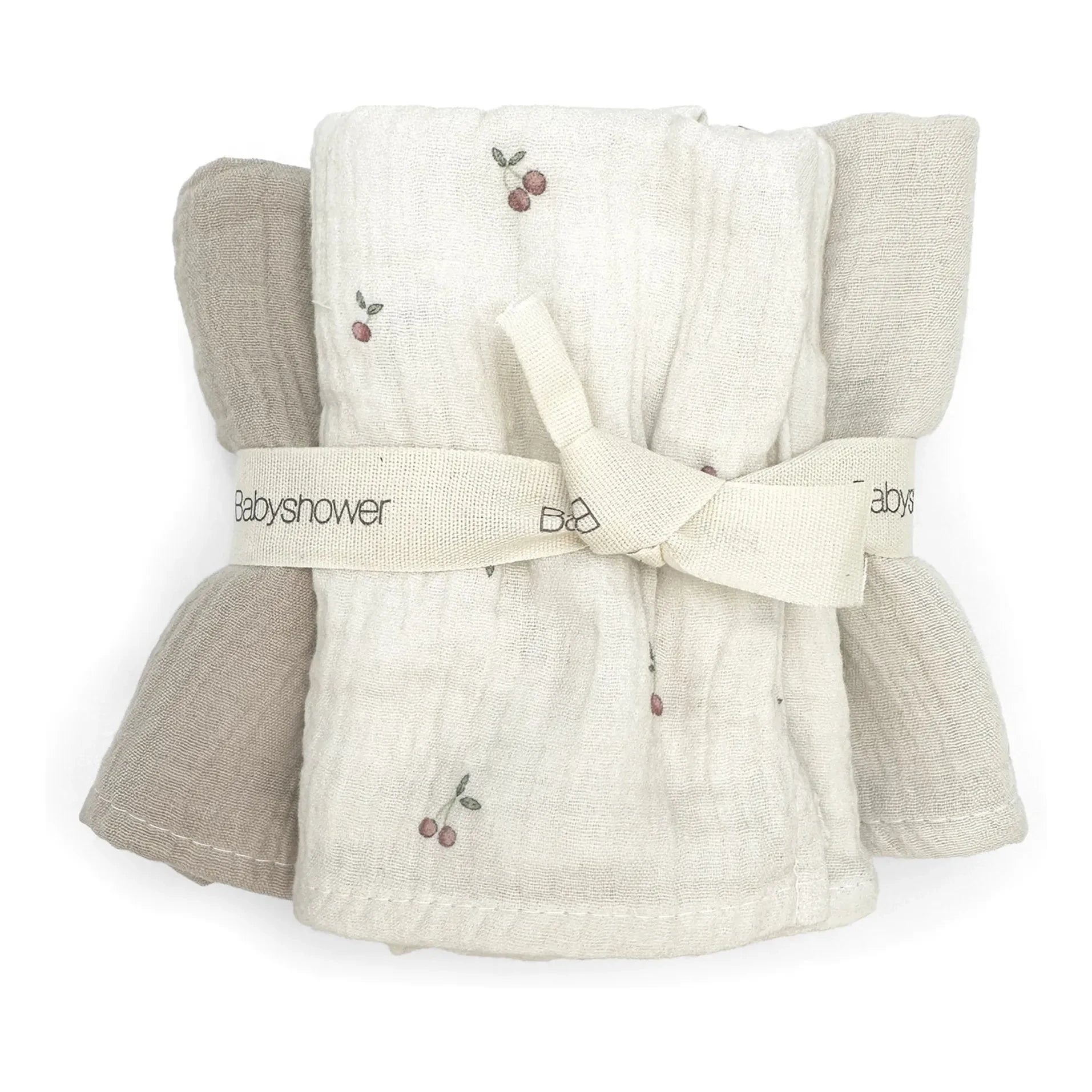 Babyshower - Cherries Nappies - Set of 3 | Ecru