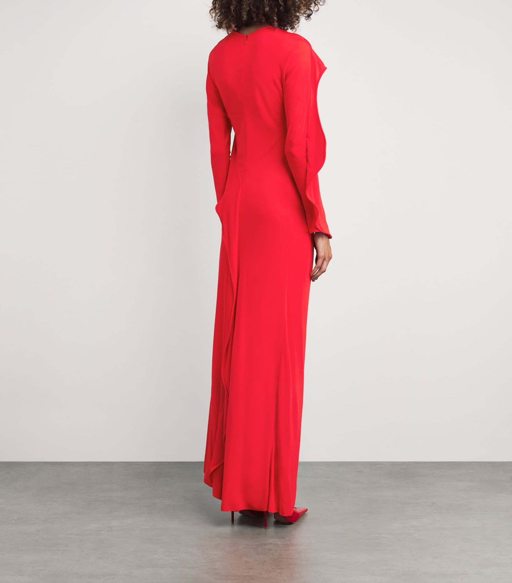 Victoria Beckham Red Jersey Draped Gown