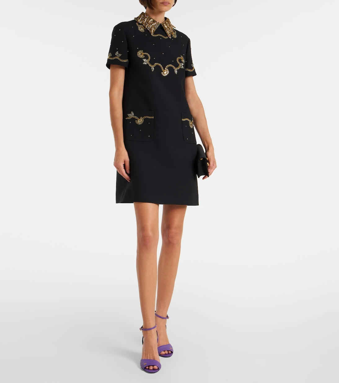 Valentino - Crepe Couture embellished minidress