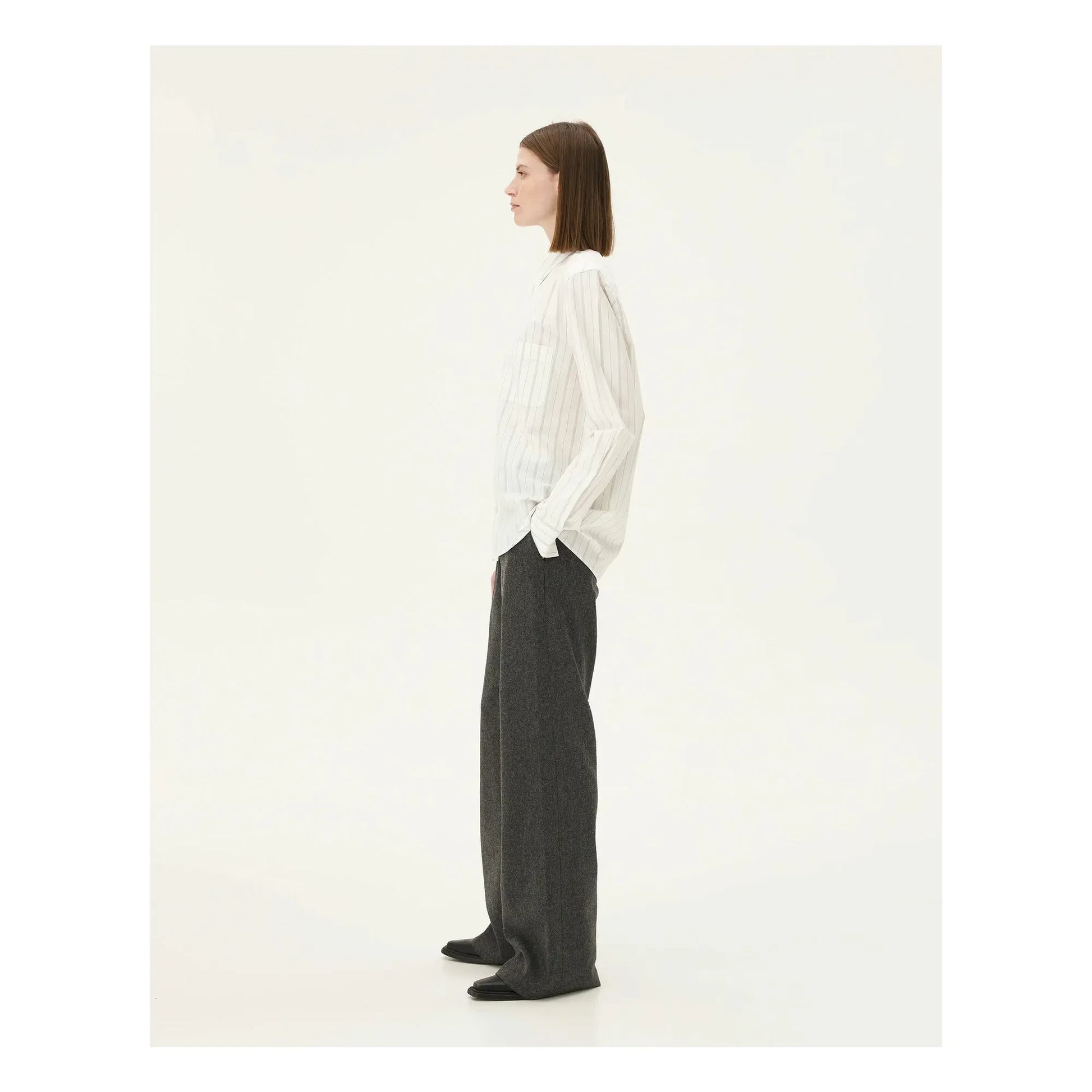 Noyoco - Curtis striped shirt Recycled cotton | White