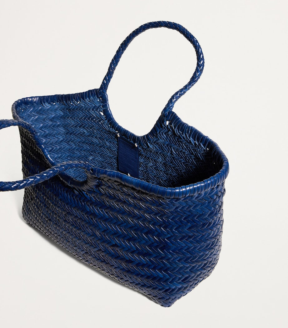 Dragon Diffusion Navy Large Leather Woven Nantucket Tote Bag