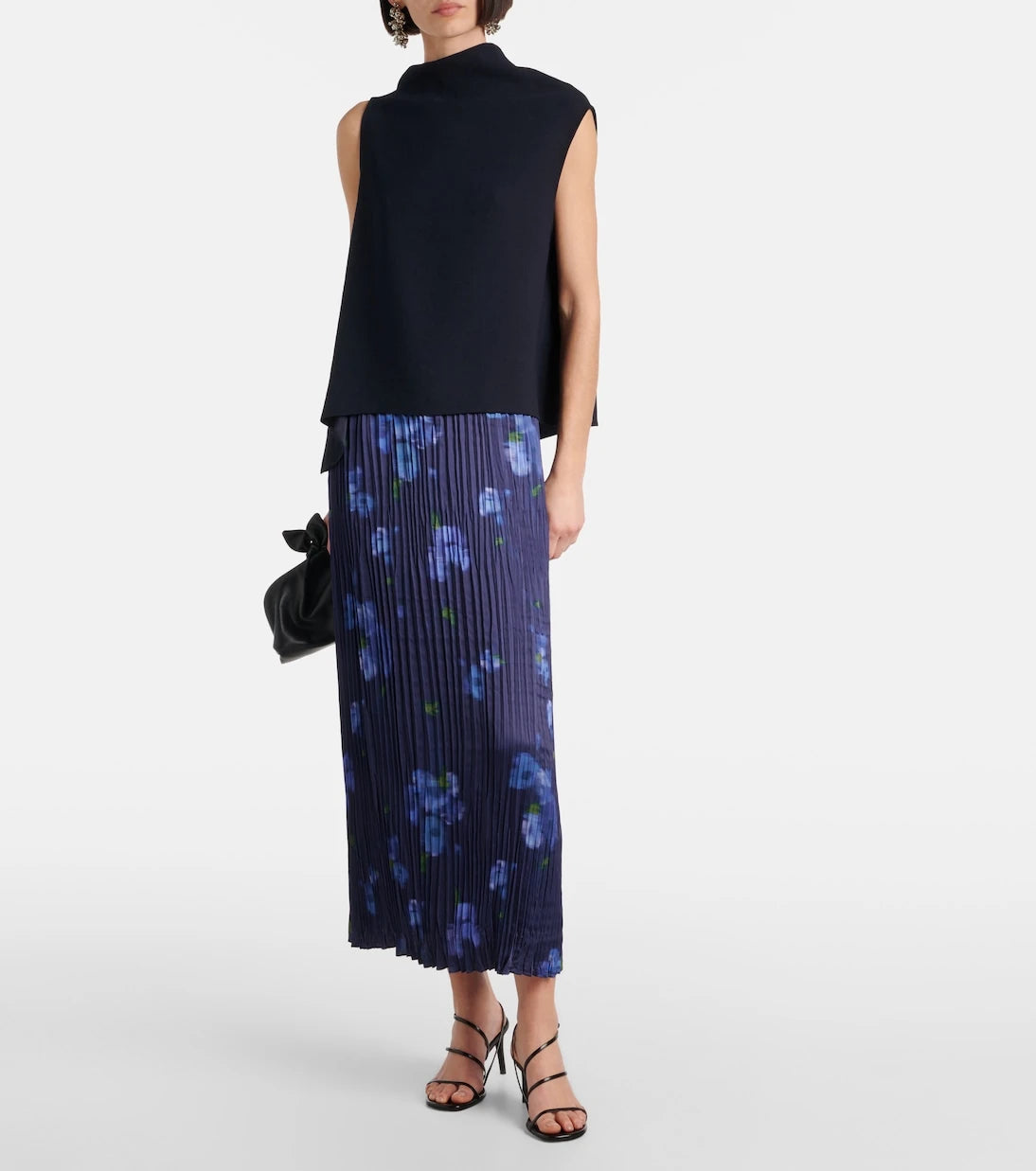 Vince - Poppy Blur plissé midi skirt