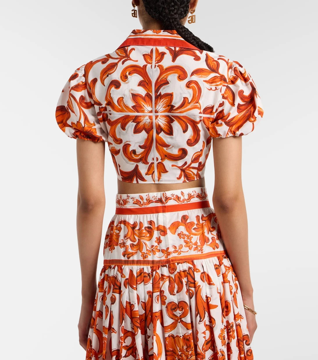 Dolce&Gabbana - Majolica cropped cotton poplin blouse