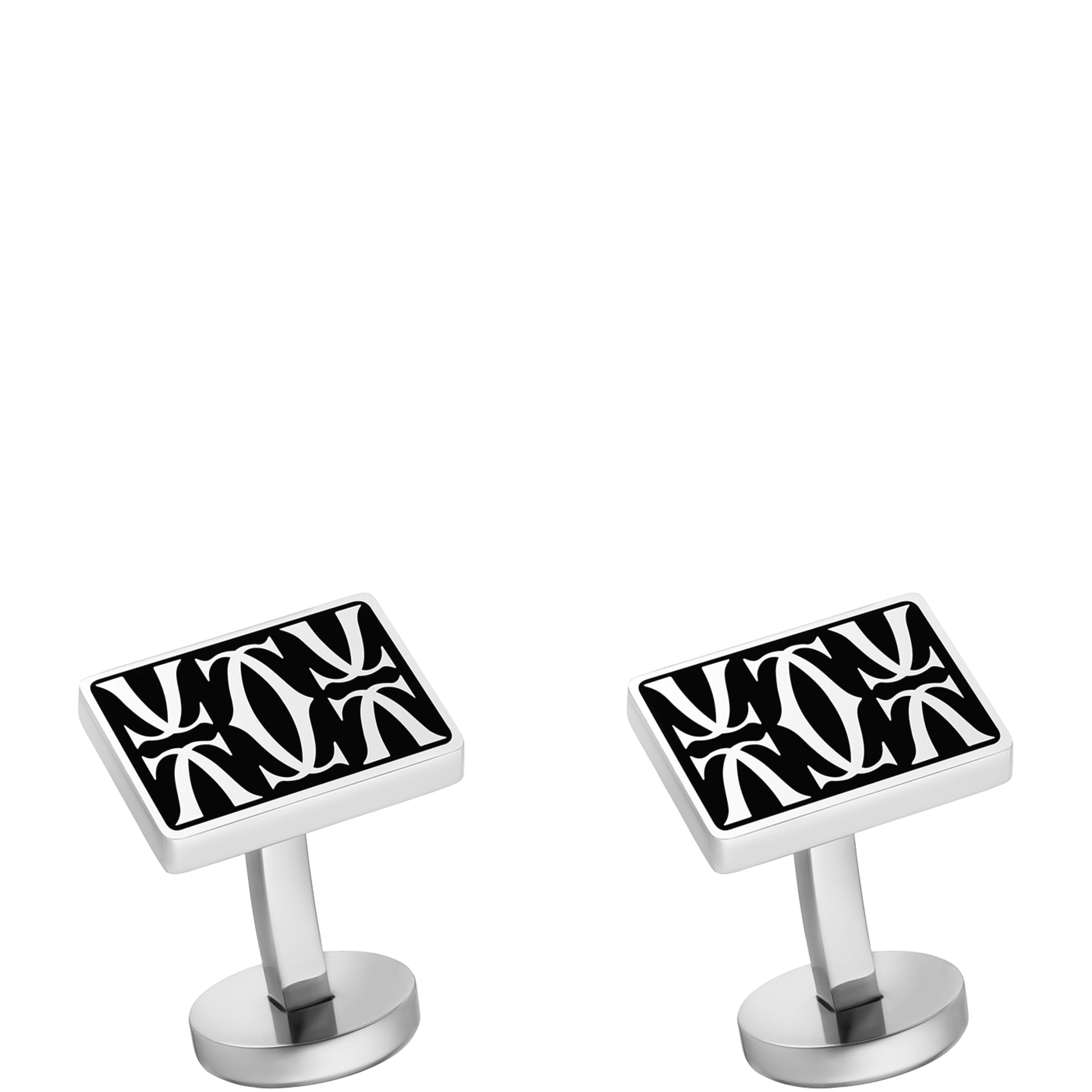 Cartier Sterling Silver and Black Lacquer Double C de Cartier Cufflinks