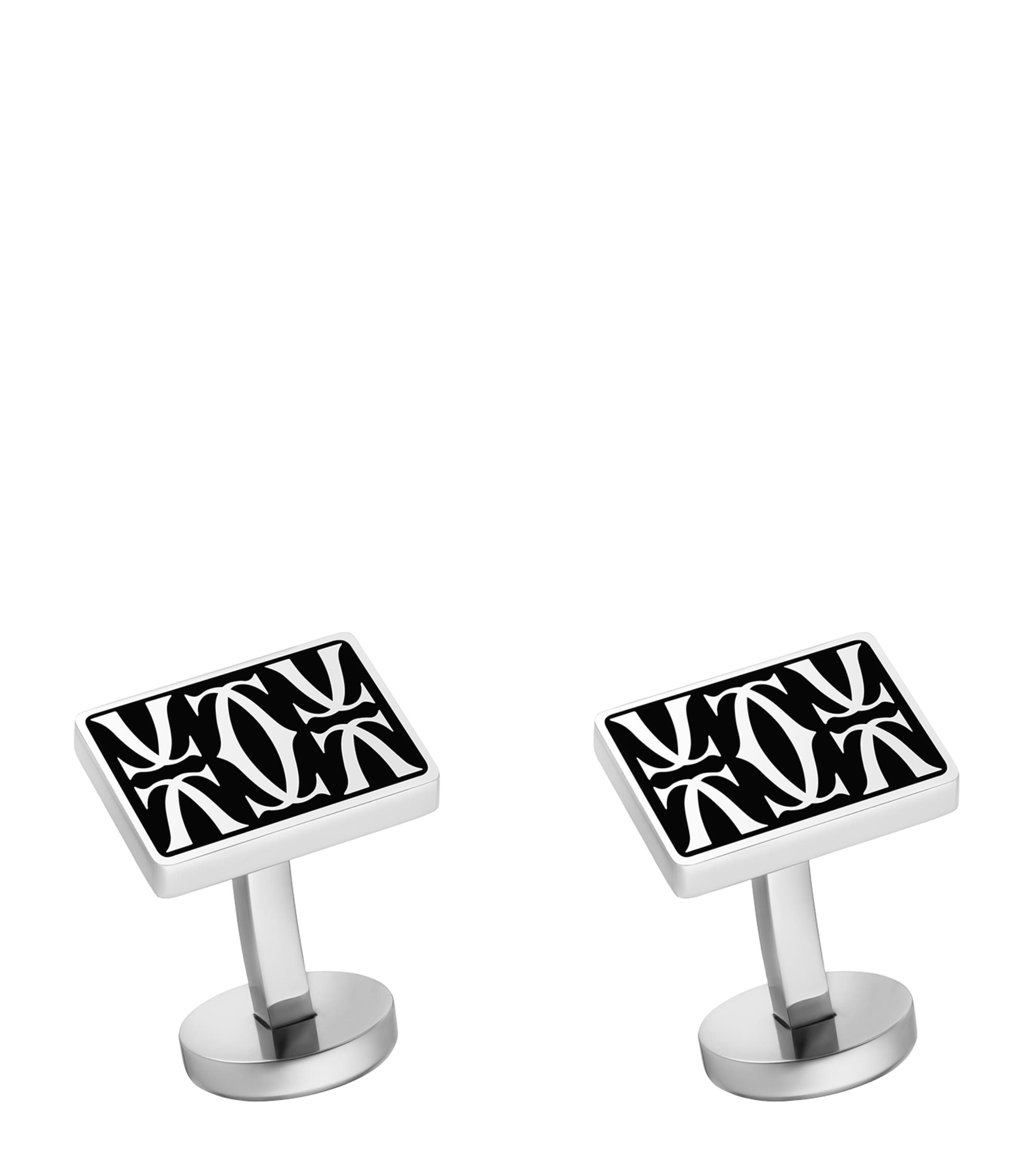 Cartier Sterling Silver and Black Lacquer Double C de Cartier Cufflinks