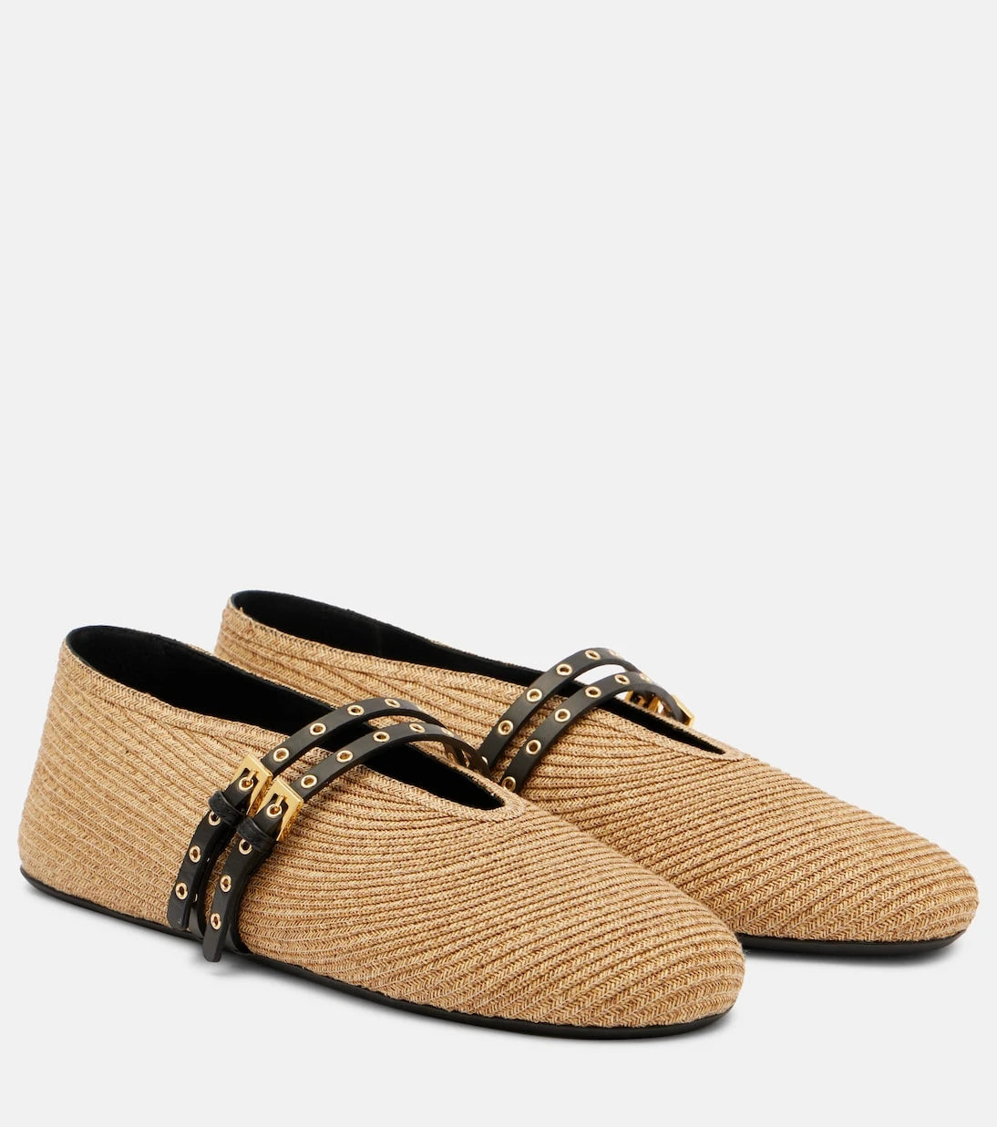 Alaïa - Deri detaylı hasır babetler