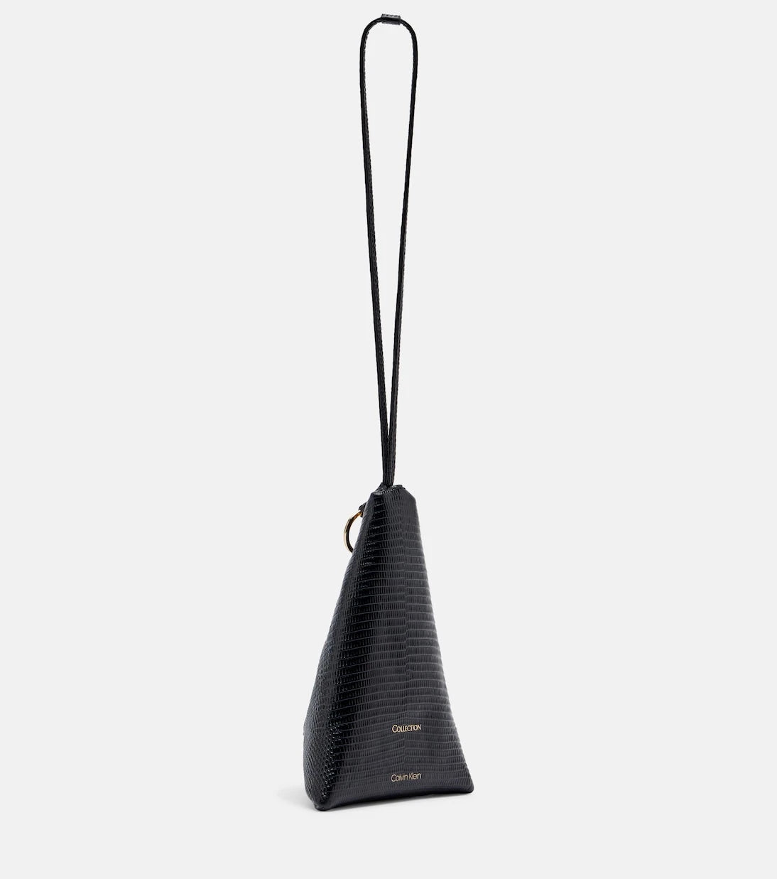 Calvin Klein Collection - Solida Mini snake-effect leather pouch with strap