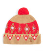 Wool Cross-Stitch Pom-Pom Beanie