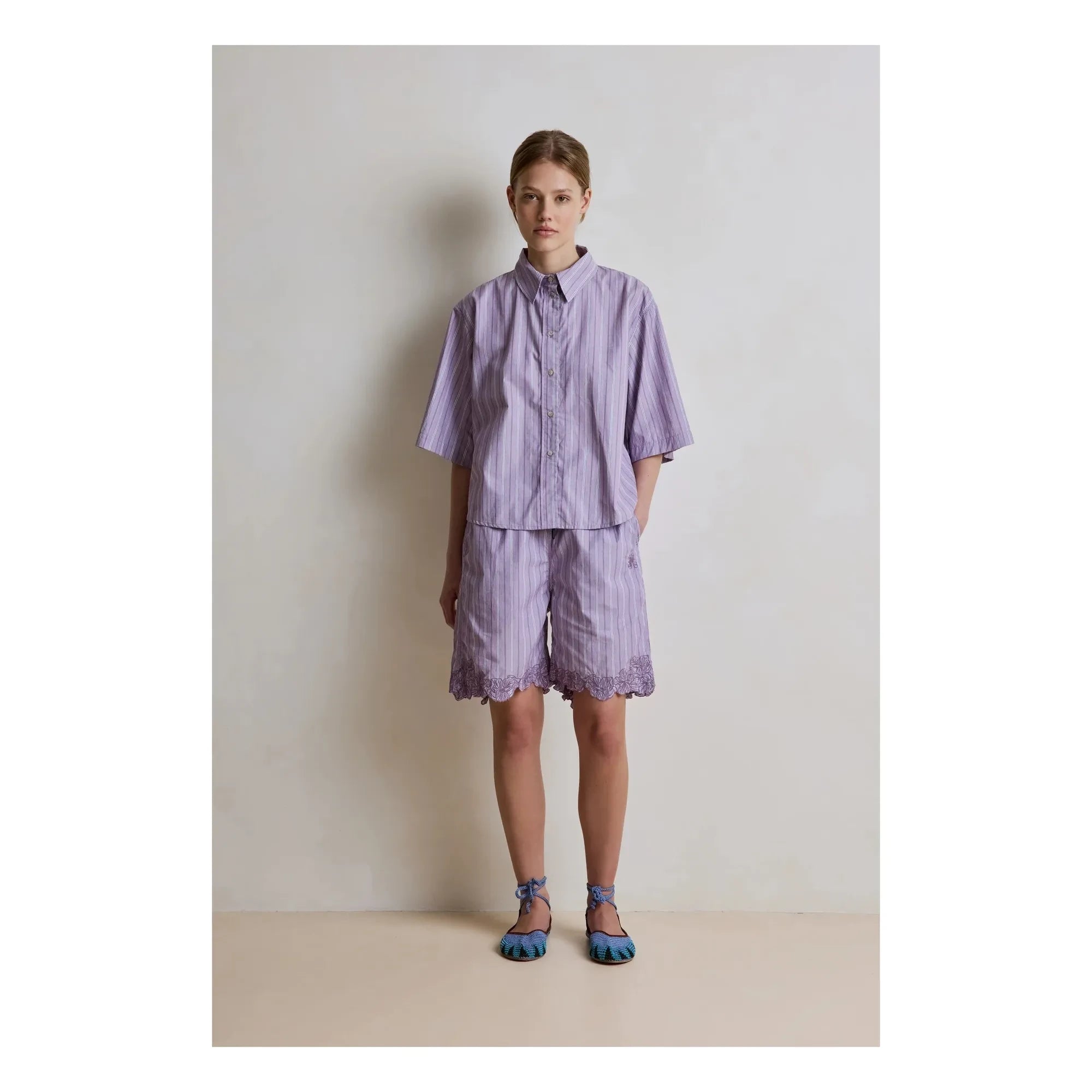 Hod - Selena Cotton Stripe Shirt | Lilac