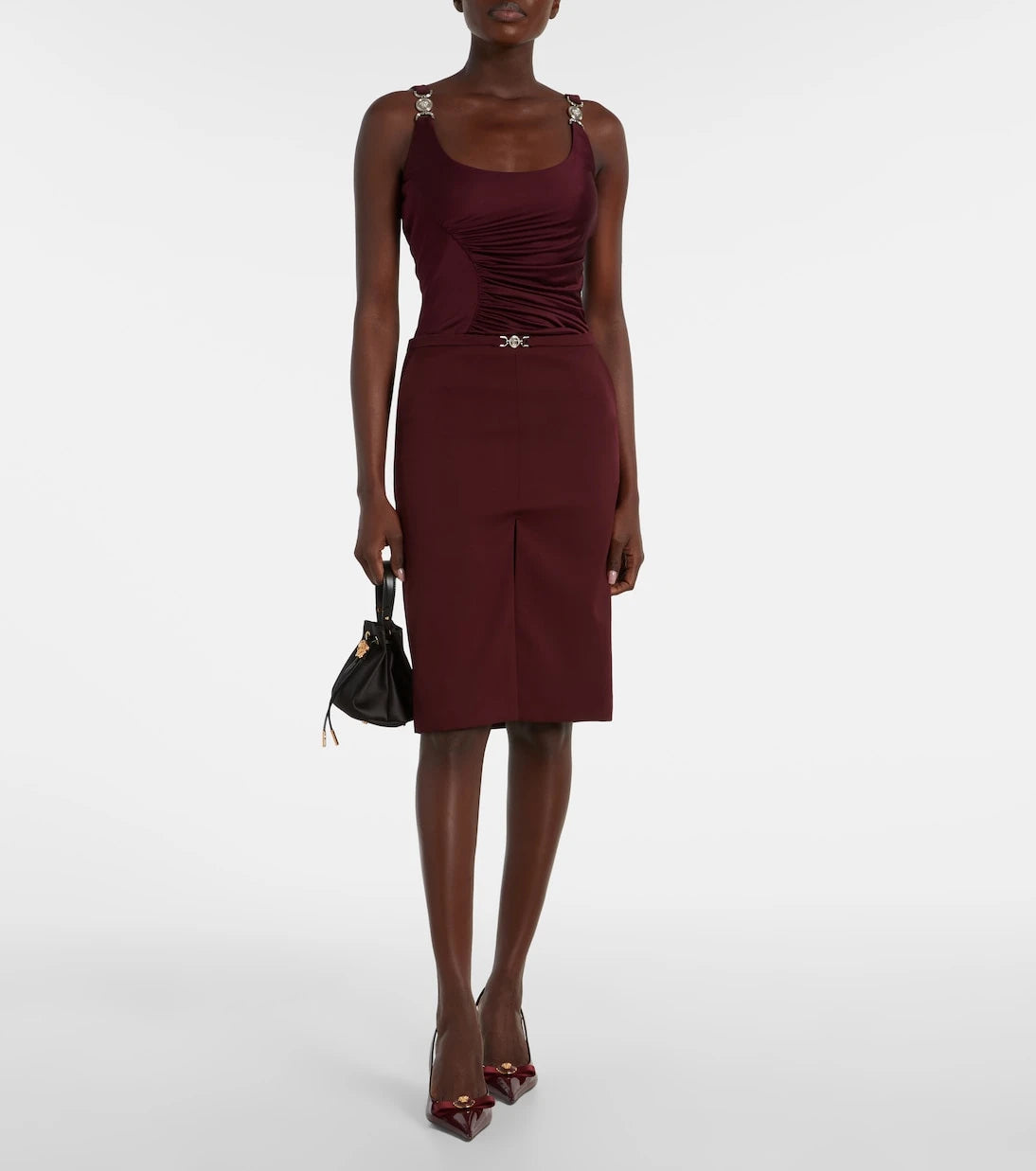 Versace - Medusa wool gabardine pencil skirt