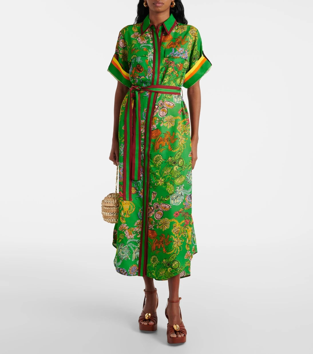 Alémais - Fiesta printed belted shirt dress
