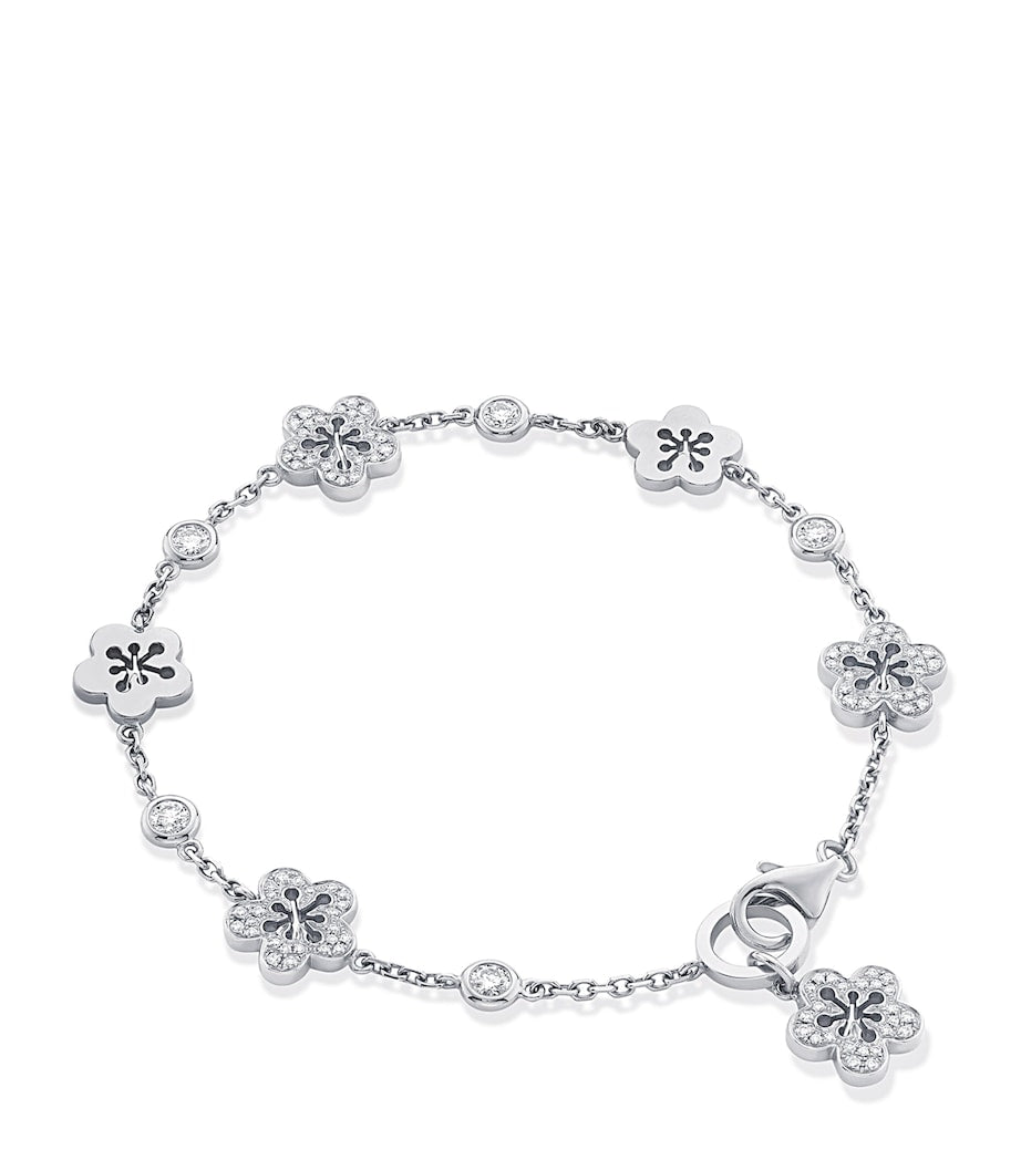 White Gold and Diamond Blossom Charm Bracelet