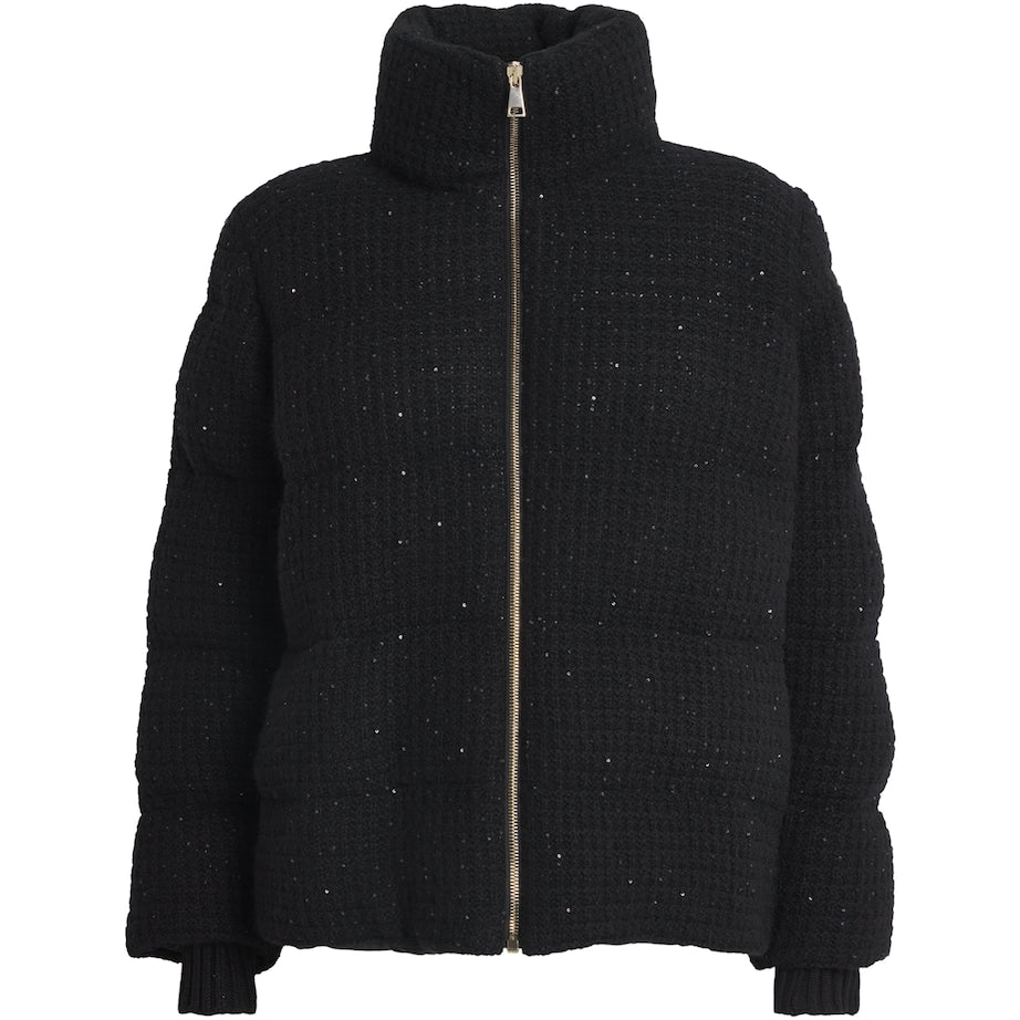 Wool-Silk-Cashmere-Blend Sequinned Jacket 825 NERO