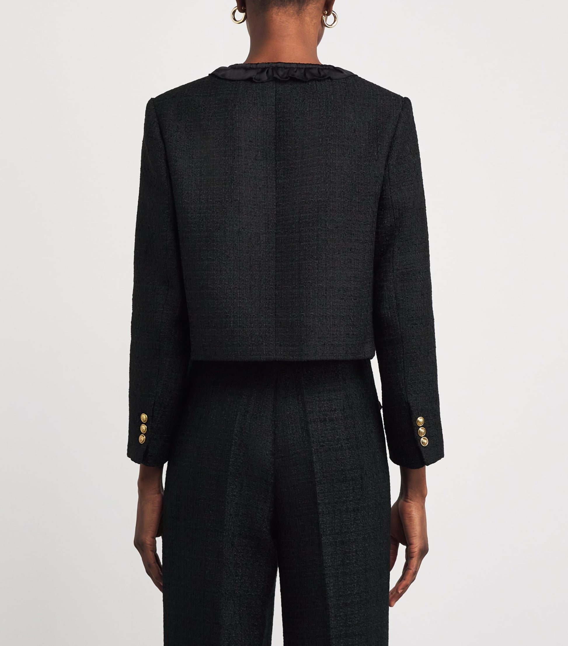 Black Tweed Ruffled Jacket