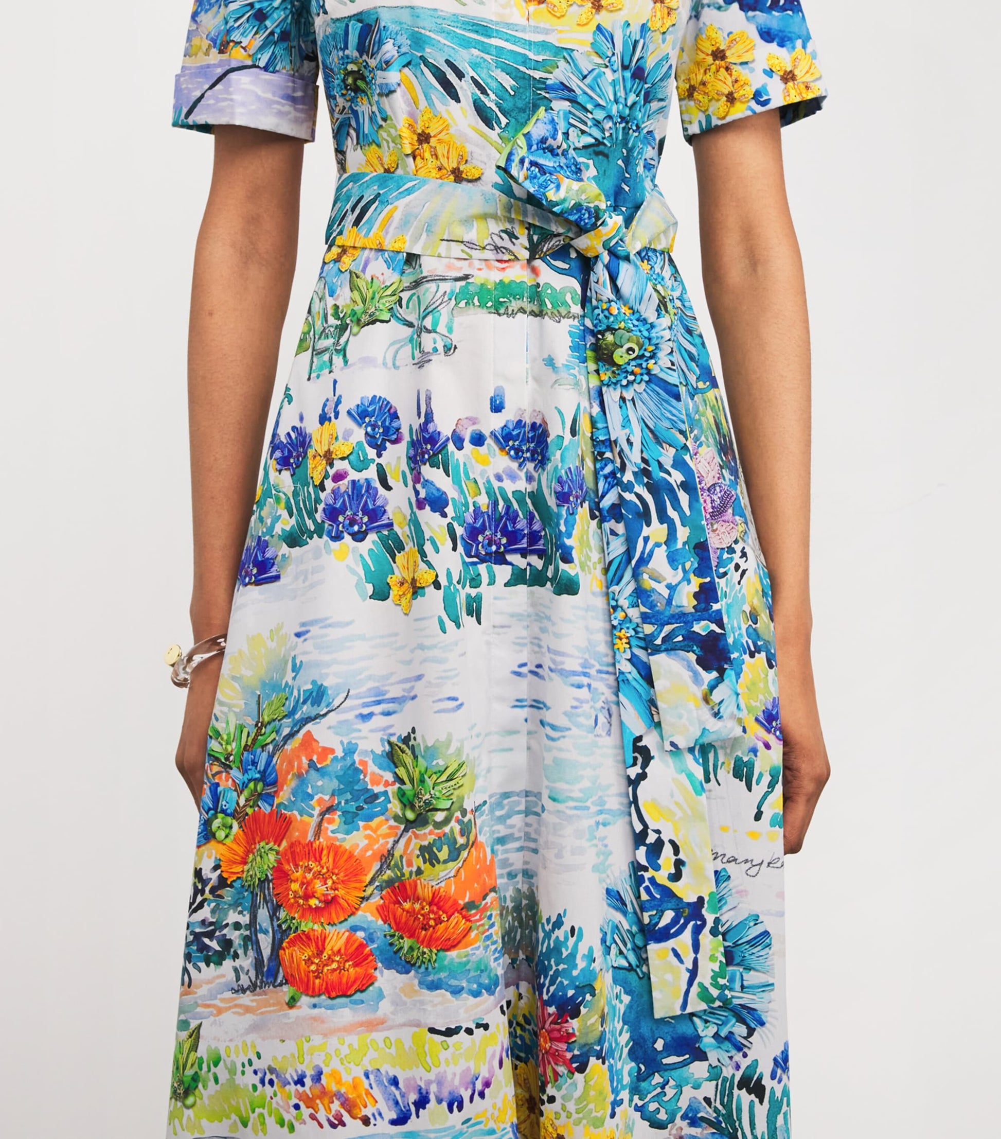 Mary Katrantzou Multi Satin Como Shirt Midi Dress