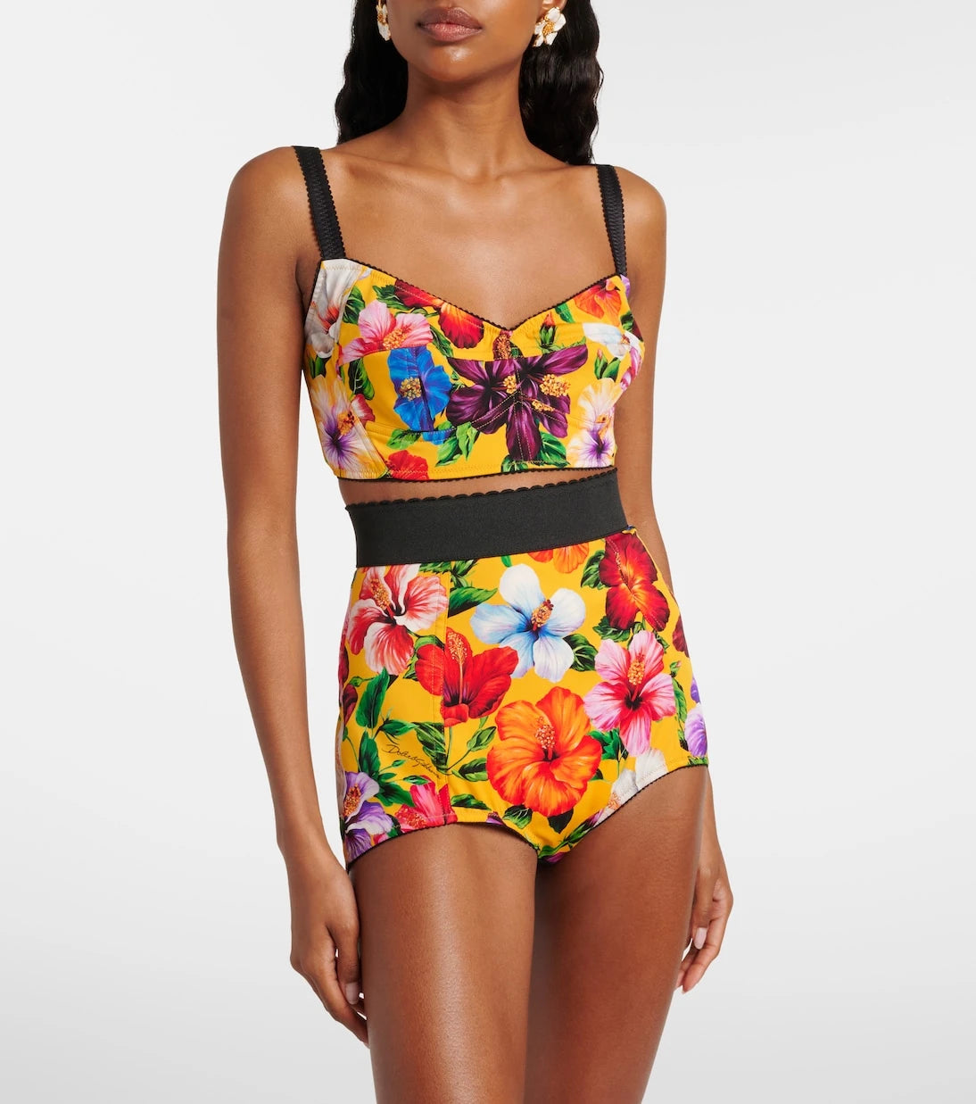 Dolce&Gabbana - Floral silk-blend crop top