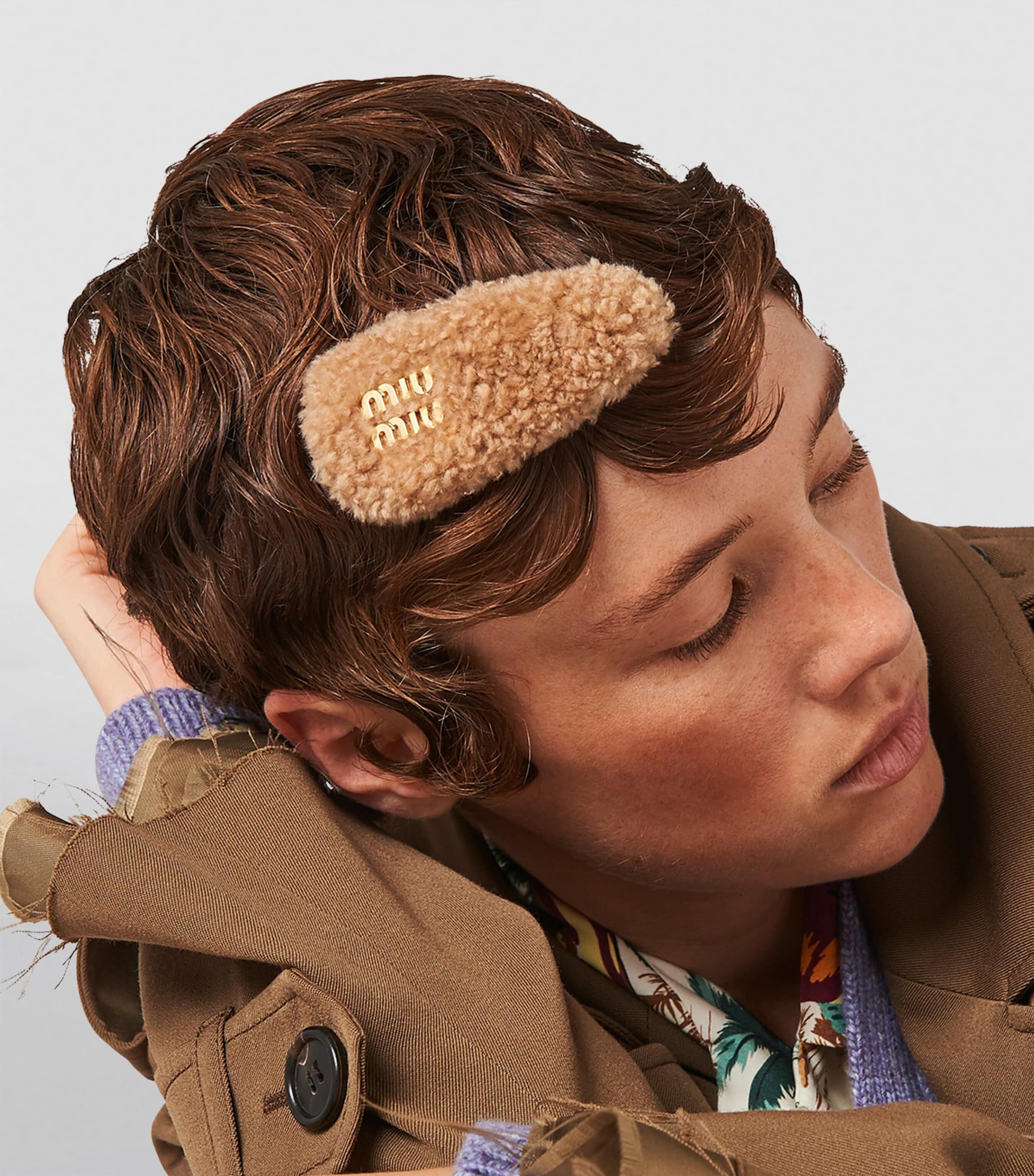 Shearling Logo Hair Clip