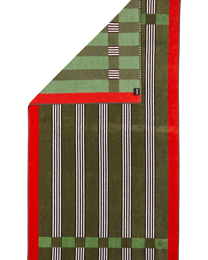 Pamuklu plaj havlusu BOSS VENTO Kaki 90 x 160 cm