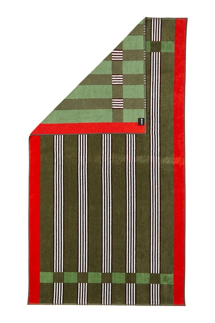 Pamuklu plaj havlusu BOSS VENTO Kaki 90 x 160 cm