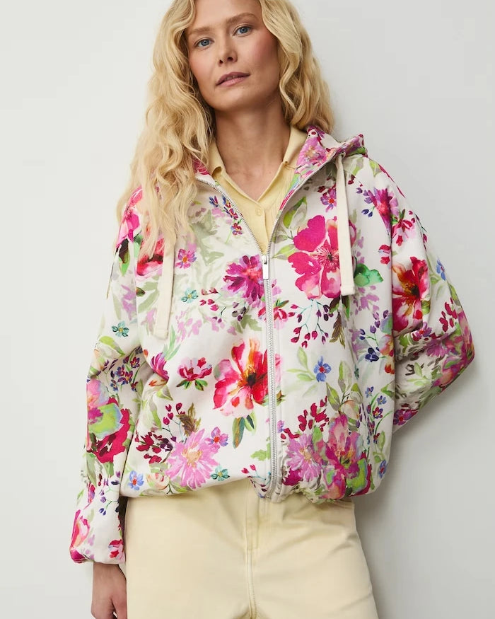 Medicine fermuarlı ve kapüşonlu kadın pamuklu sweatshirt