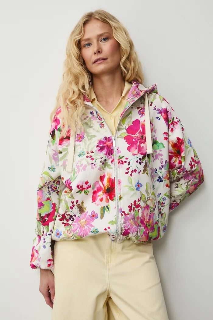 Medicine fermuarlı ve kapüşonlu kadın pamuklu sweatshirt