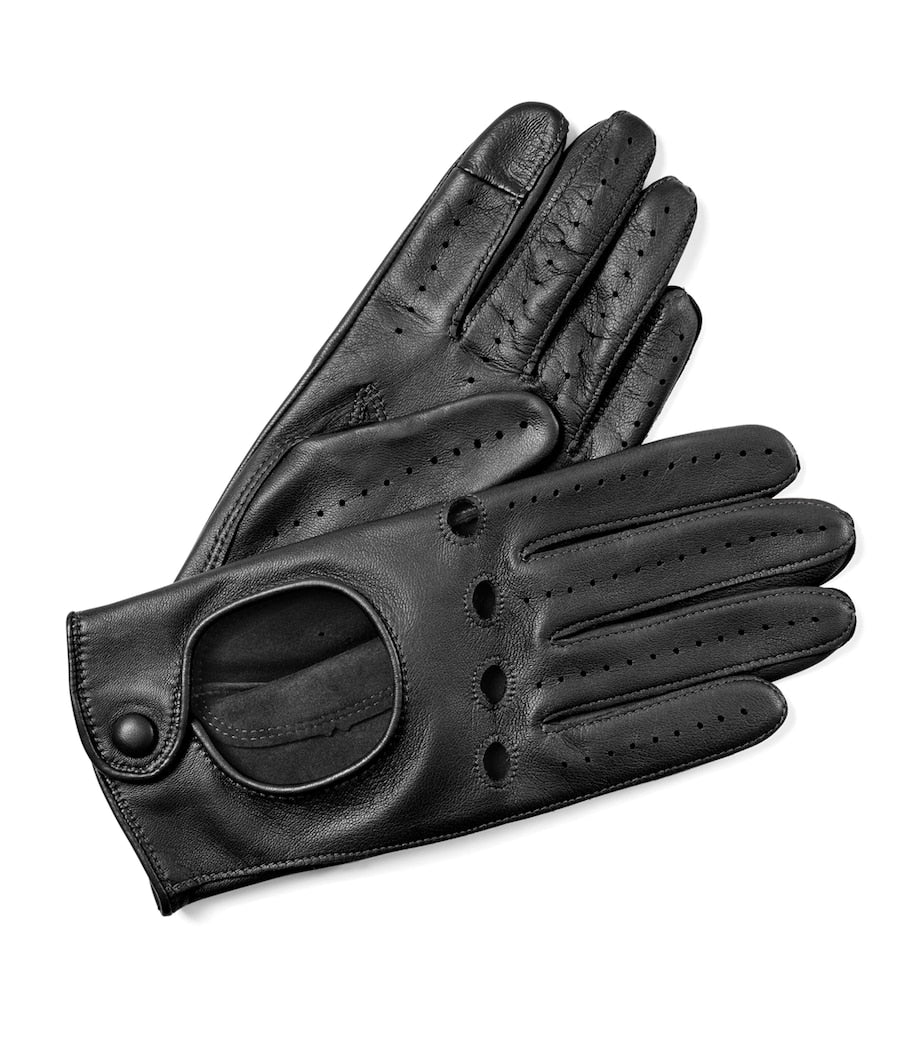 Aspinal Of London Black Women's Nappa Leather Driving Gloves (Small)