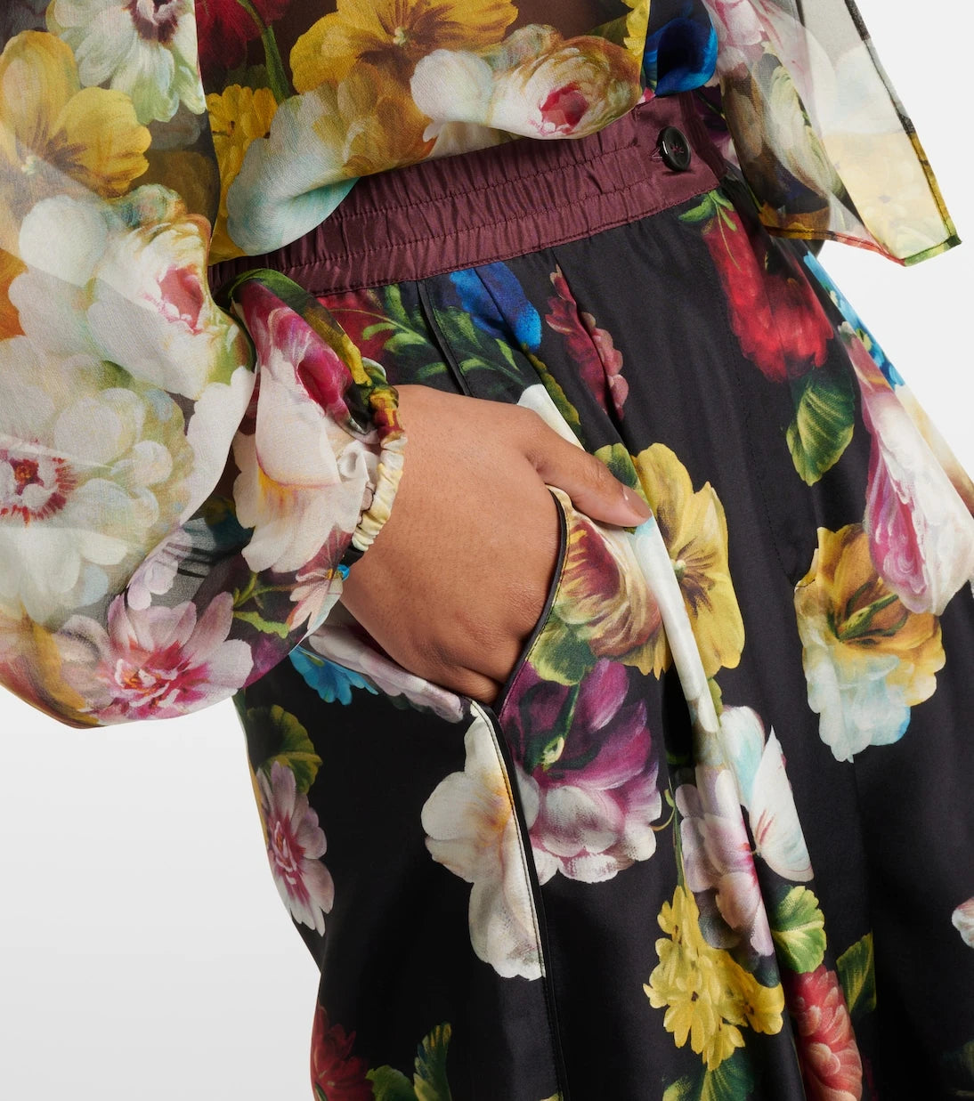 Dolce&Gabbana - Floral high-rise silk wide-leg pants