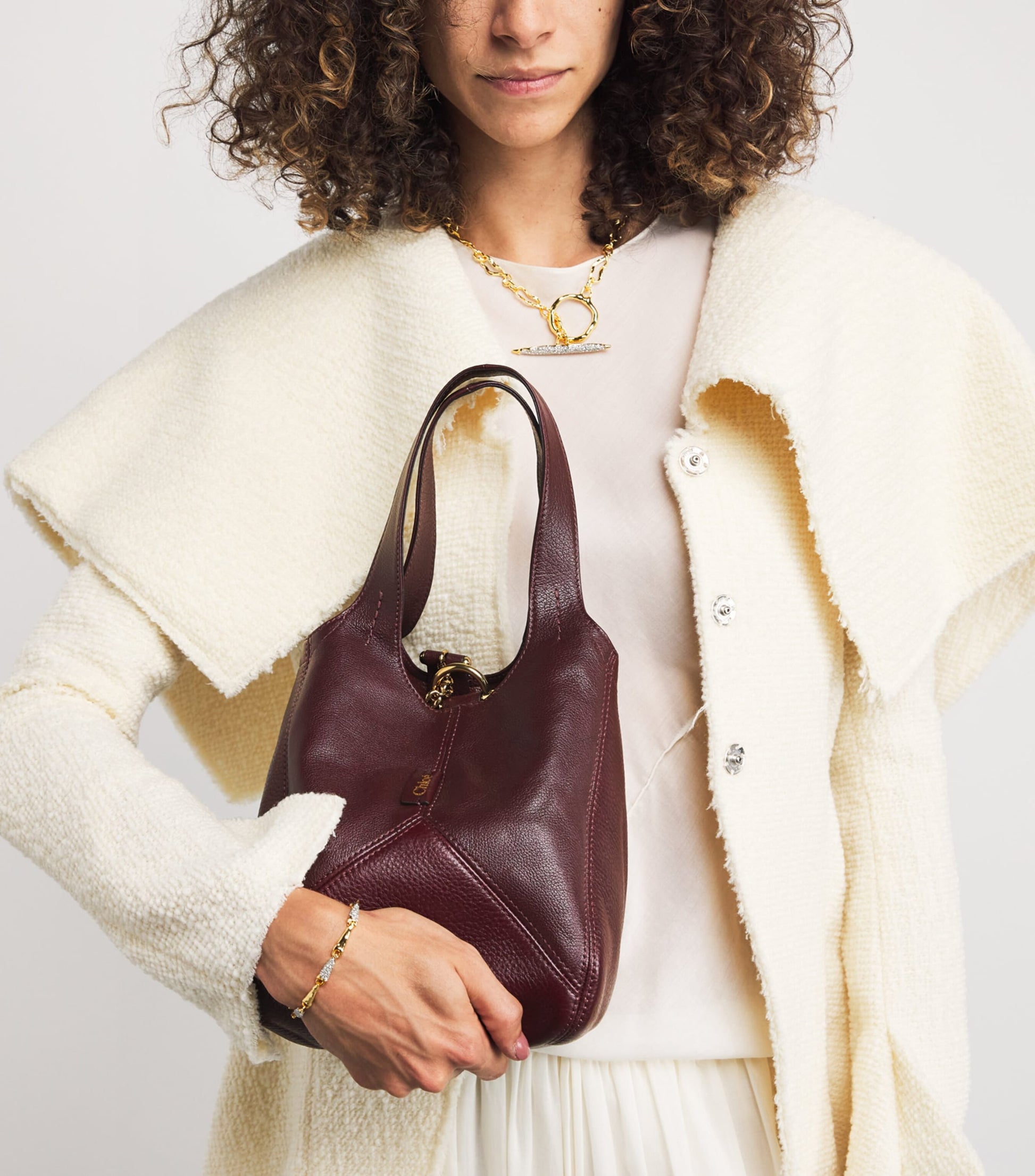 Chloé Red Small Leather Balloon Bucket Bag