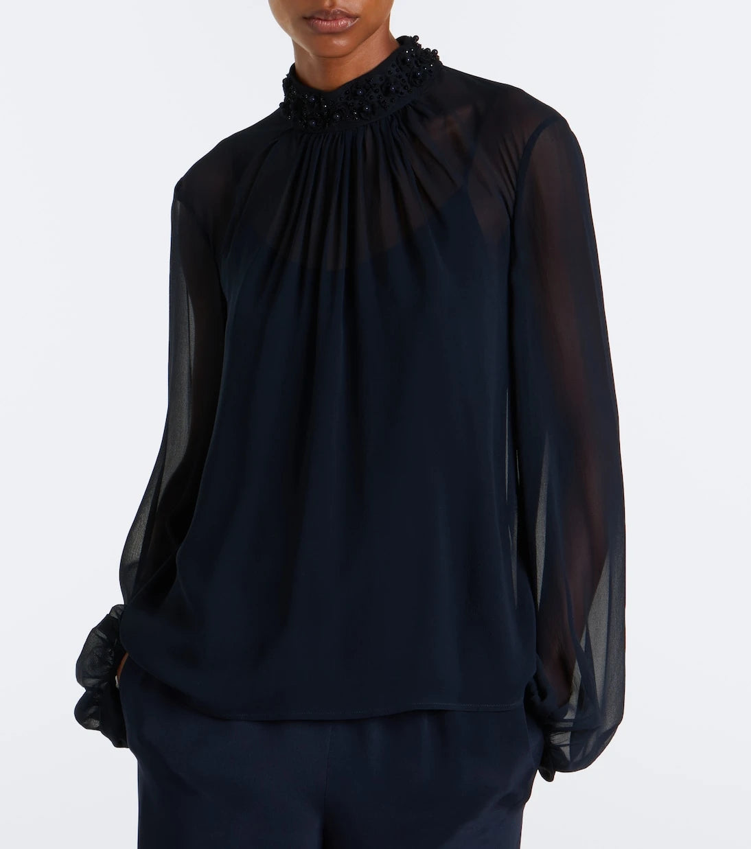Max Mara - Embellished sheer blouse