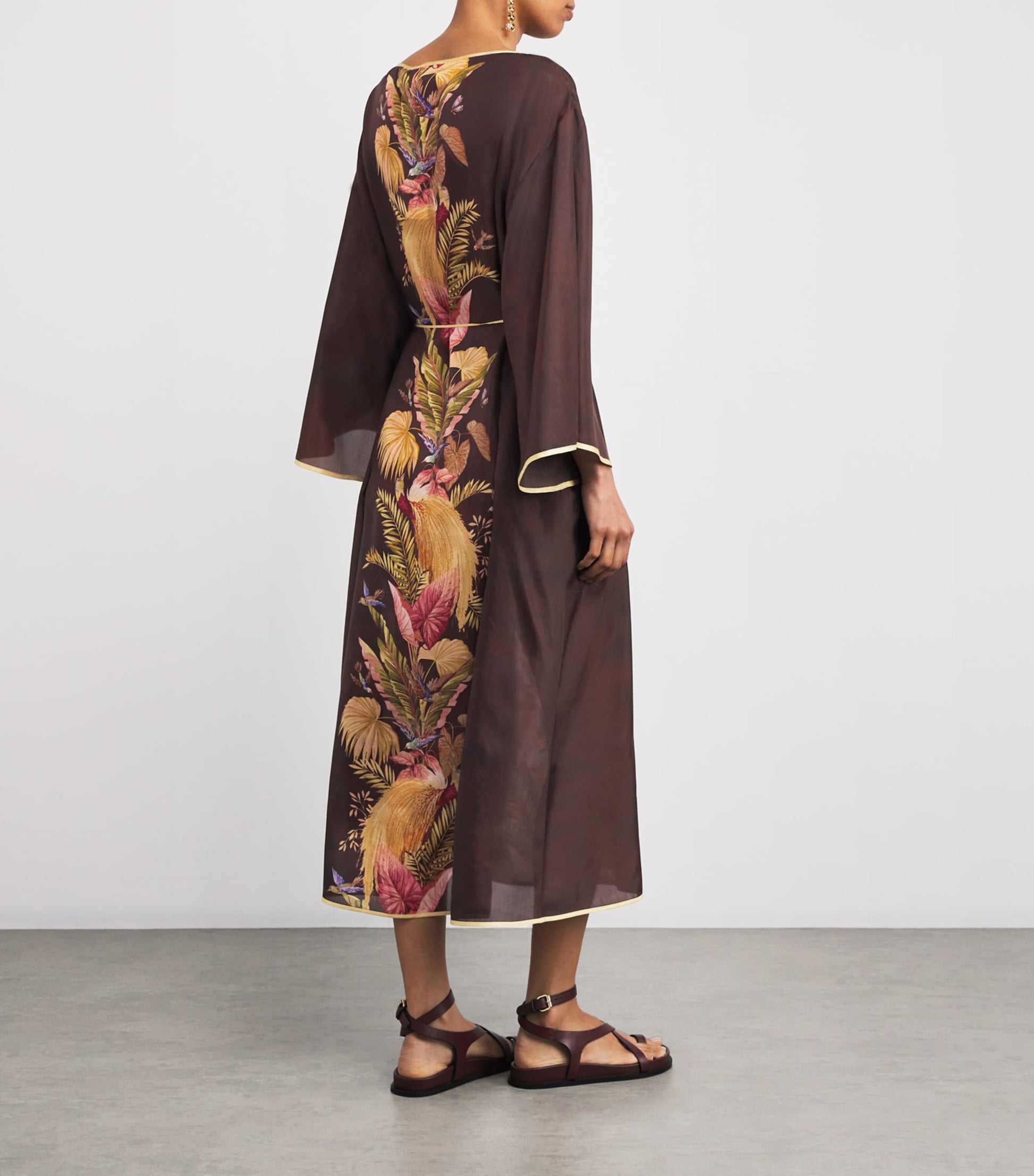 Zimmermann Burgundy Palm Ascension Tunic Midi Dress