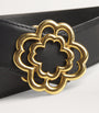 Leather Clover Buckle Belt BLACK