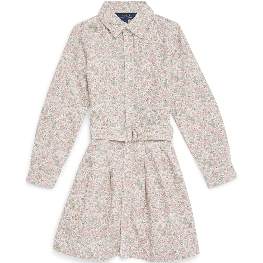Ralph Lauren Kids Multi Corduroy Belted Floral Print Dress (6-14 Years)