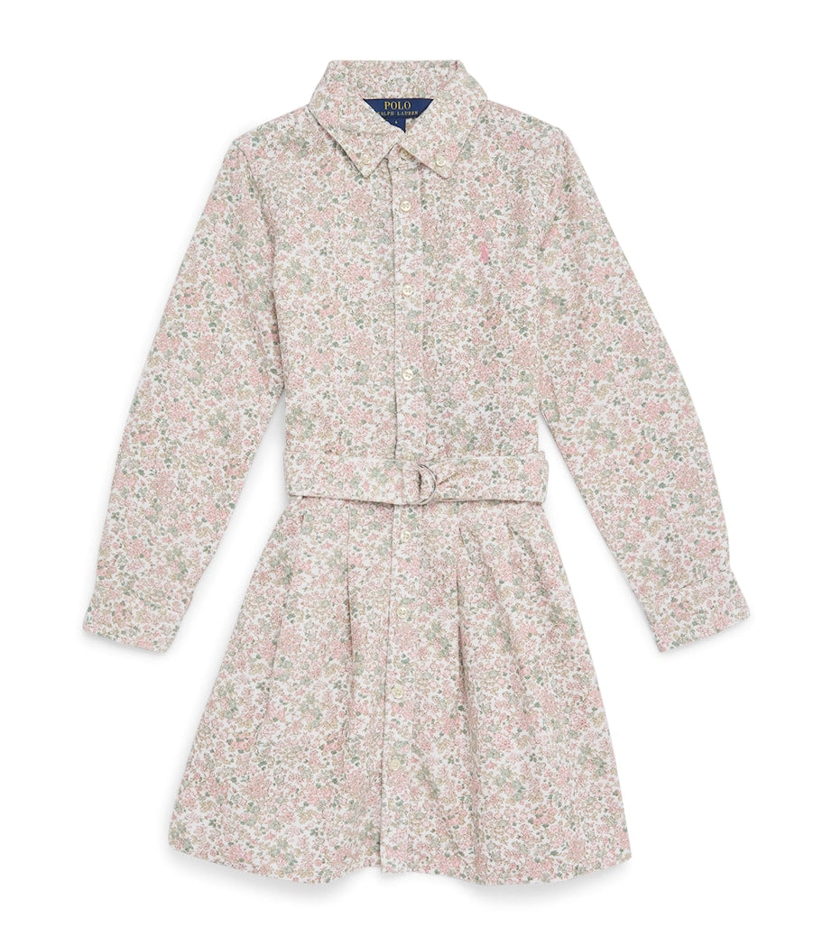 Ralph Lauren Kids Multi Corduroy Belted Floral Print Dress (6-14 Years)